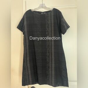 Eileen Fisher/Fisher Project XXS A-line tunic. Black w/subtle white ikat print
